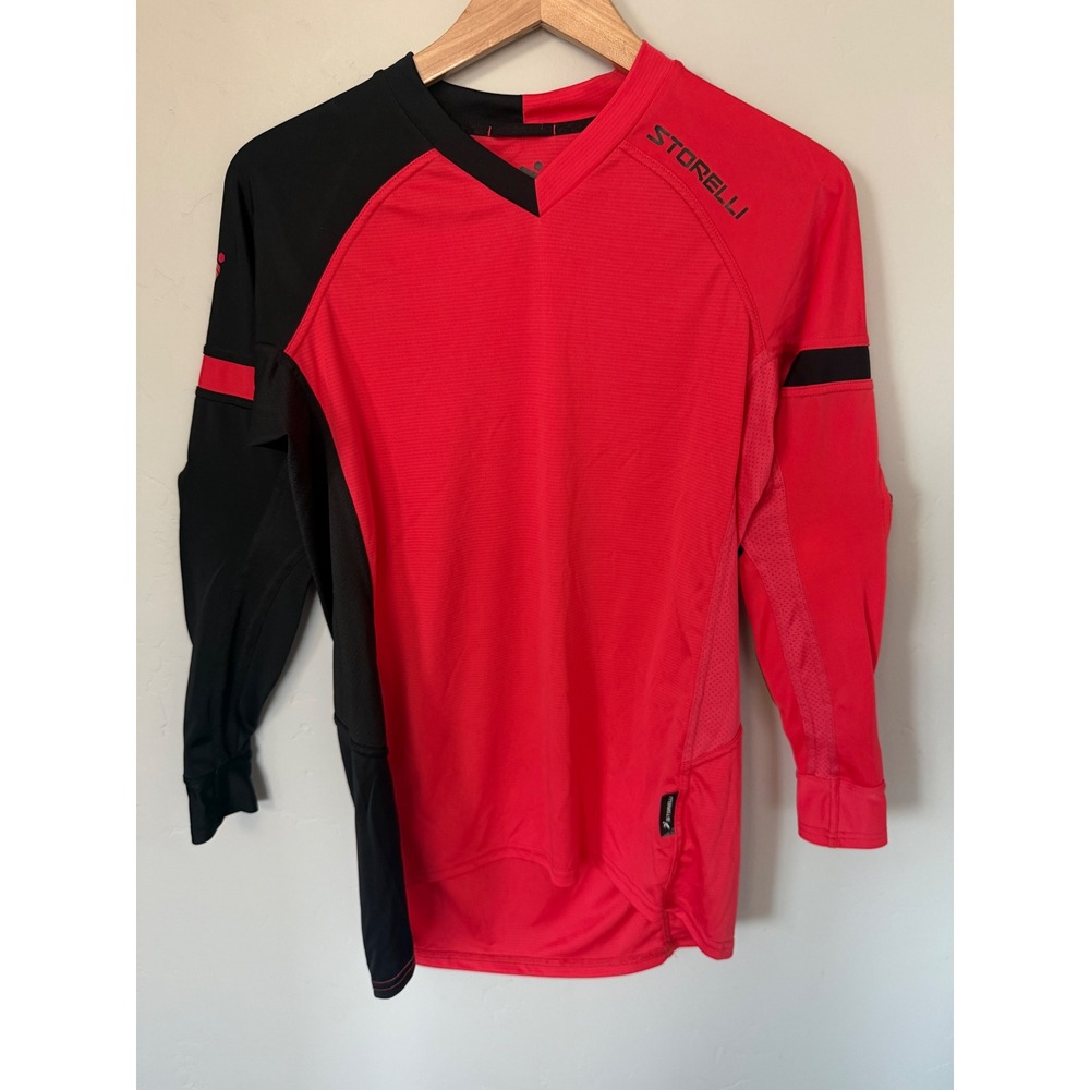 Storelli BodyShield Goalkeeper Jersey Padded Soccer Top Red Black Mens Small